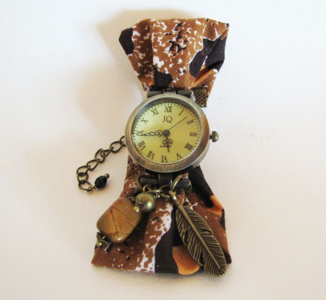 Wax fabric watch kit African brown