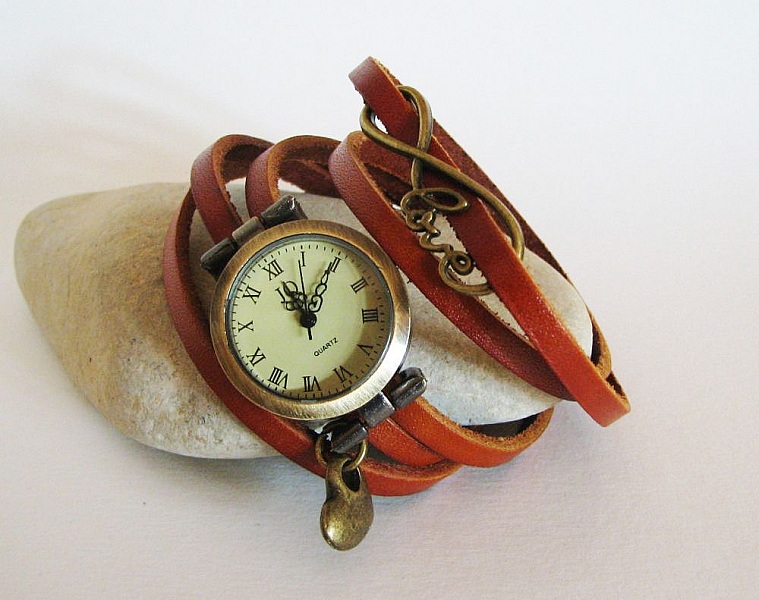Montre bracelet 5 tours cuir Love