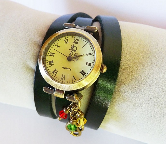 Montre triple cuir Marron  Rasta Reggae