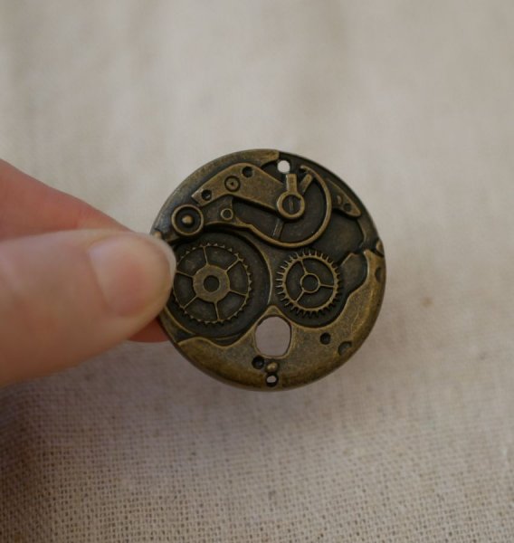 Round bronze Steampunk medallion 