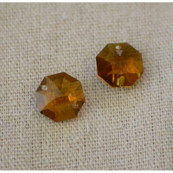 Octagon connector Swarovski Topaz 14mm