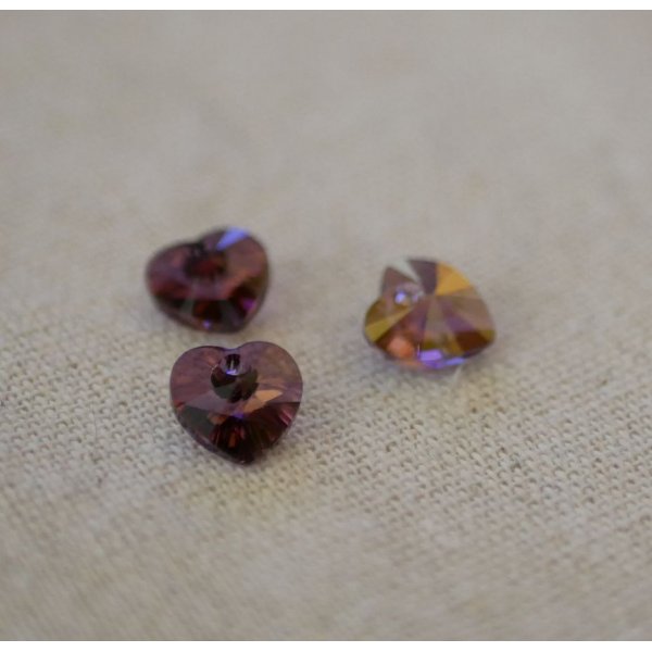 Swarovski Crystal Heart Pendant 11 mm Crystal Lilac Shadow