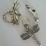 Dragonfly silver T-clasp and charm