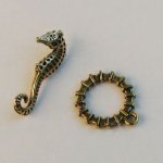 Antique gold seahorse T-clasp