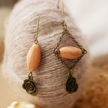 Beige &amp; pink stone earrings