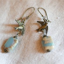 Stone &amp; bird earrings