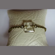 Fine bronze chain bracelet Square Crystal
