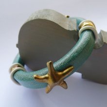 Leather bracelet Regaliz turquoise starfish