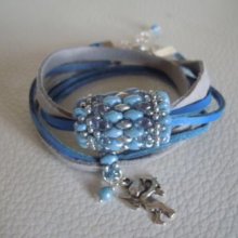 Saipan bracelet double turn blue leather