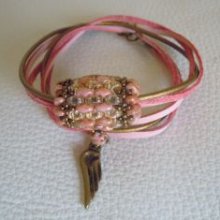 Saipan bracelet double turn pink leather 