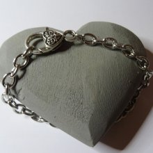 Bracelet silver plated chain big heart clasp 20 cm
