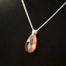 Silver necklace pendant Swarovski Tear Copper