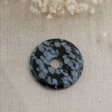 Obsidian stone donut Snowflake diameter 40 mm