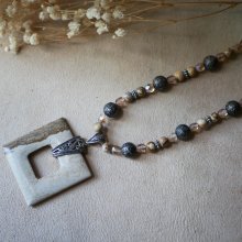 Square Jasper and Bali beads necklace