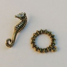 Antique gold seahorse T-clasp