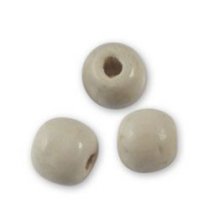 Round wooden beads Ecru 10mm x 10